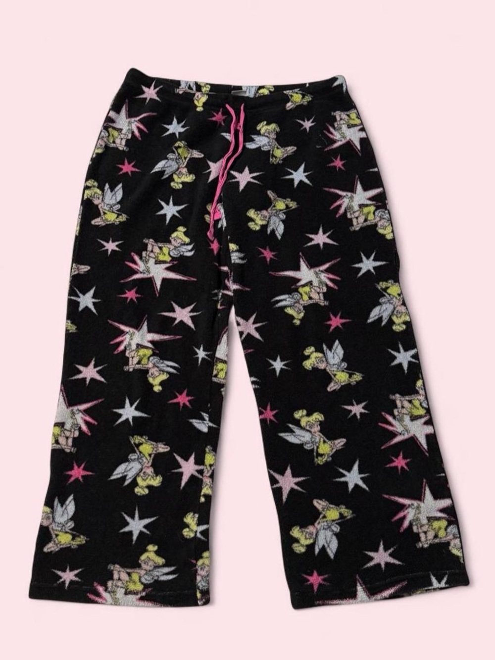 Black Vintage 2000s Y2K Disney Tinker Bell Stars Pajama Pants